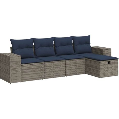 Maison Exclusive - 5-tlg. Garten-Sofagarnitur mit Kissen Grau Pol