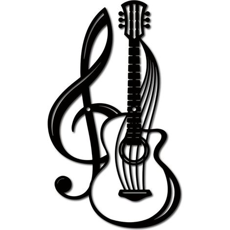 Décoration murale en métal, instruments de musique, guitare noire, ornement suspendu en fer, pour balcon, jardin, maison, salon, décoration intérieure et extérieure (1/5)