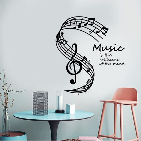 Music Note Wall Stickers, 30 x 33cm Music Tabs, Black Type Music Note Wall Sticker with Transfer Film, for DIY Bedroom Living Room Music Room (1/5)