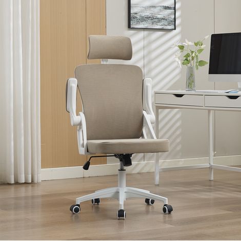MEUBLIV Silla de oficina ergonómica caqui con respaldo alto, soporte lumbar y reposacabezas (1/5)
