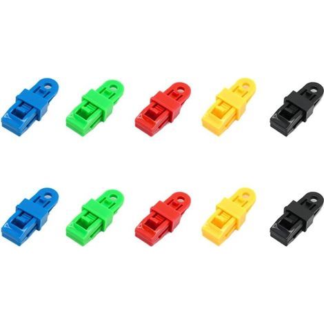 Ensemble de 10 pinces pour bâche, serre-joints/supports/tendeurs élastiques, poignée de verrouillage robuste et réglable pour bâches et voiles d'ombrage (10 pièces) noir (1/5)