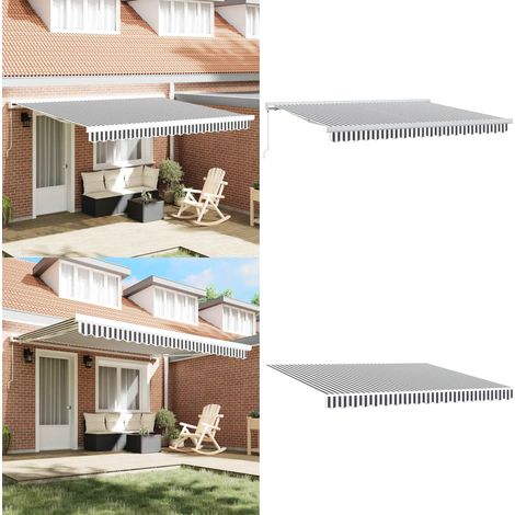 Markise Einziehbar Anthrazit und Weiß 4x3 m Stoff und Aluminium - Gartenmarkise - Terrassenmarkise - Sonnensegel - Outdoor Möbel - Alu-Markise - Home & Living (1/5)