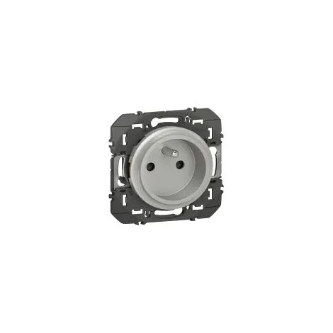 Legrand – Prise de courant 2P+T faible profondeur 16A – Installation rapide en rénovation – Finition aluminium – LEG600428 (1/3)