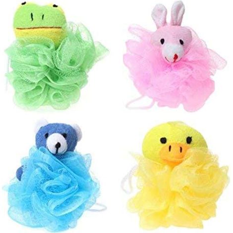 Éponges de bain en filet avec peluche animal (lot de 4) (1/5)
