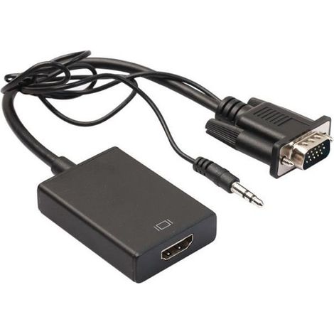 Câble Adaptateur Convertisseur VGA mâle Vers HDMI Femelle Sortie 1080 P HD+Audio TV AV HDTV (1/2)