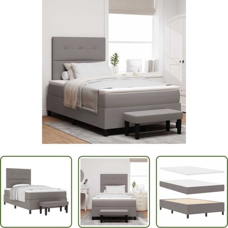 vidaXL Stoffbett - Boxspringbett mit Matratze Taupe 120 x 190 cm Stoff (1/5)