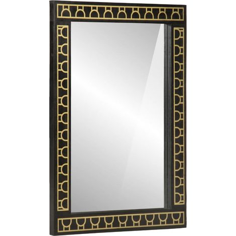 vidaXL Specchio da Bagno 50x70x2,5 cm Legno Massello di Mango e Vetro (1/6)
