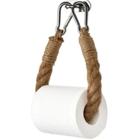 TuseRxln Porte-Papier Hygiénique – Corde de Chanvre – Fixation Murale 50 cm – Marron (1/5)