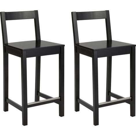 Lot De 2 Tabourets De Comptoir De Cuisine En Bois Noir Avec Un Dossier, Tabouret De Bar Et De Salle À Manger, Montage Facile, Moderne, 88 Cm De Haut (1/5)