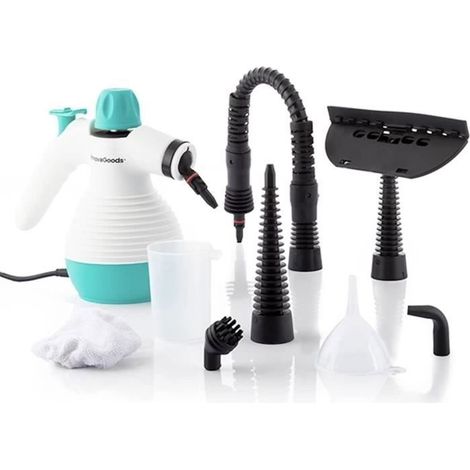 Nettoyeur Vapeur à Main 9 en 1 avec Accessoires - Nettoyeur Vapeur à Main Rechargeable, Léger - 0,35 L - 3 bar - 1000W -Blanc [Z114]