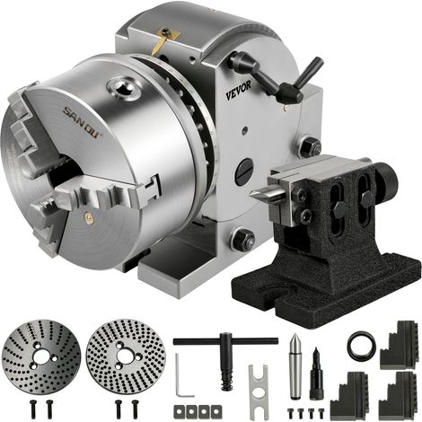 VEVOR BS-1 Testa di Divisione 6pollici/160mm Testa di Indicizzazione Testa Divisoria Testa Divisione per Fresatrice Tavola Rotante