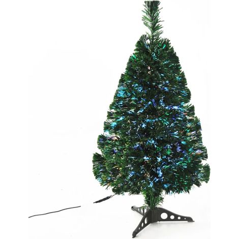 ELVMI Sapin de Noël Artificiel Lumineux à Fibres Optiques Multicolores avec 90 Branches en PVC Vert 48 x 90 cm (1/5)