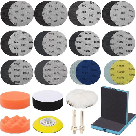 Lot de 129 embouts de polissage pour visseuse sans fil, 75 mm, tampon de polissage pour phares, kit de polissage de voiture, embout de ponçage pour visseuse sans fil, pour polissage, meulage (1/5)