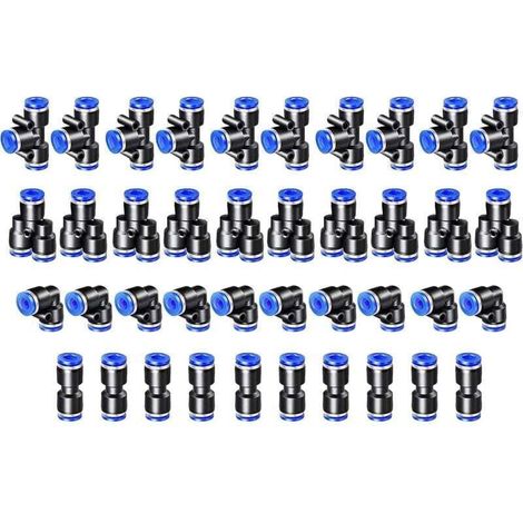 [JAMAIS UTILISÉ] 40PCS Connecteur Pneumatique Raccord Pneumatique 4mm Raccords Rapide Air comprimé 4 Formes pour Etancher Raccord Tube Air Comprimé-Type-Y/T/Droit/Angle..