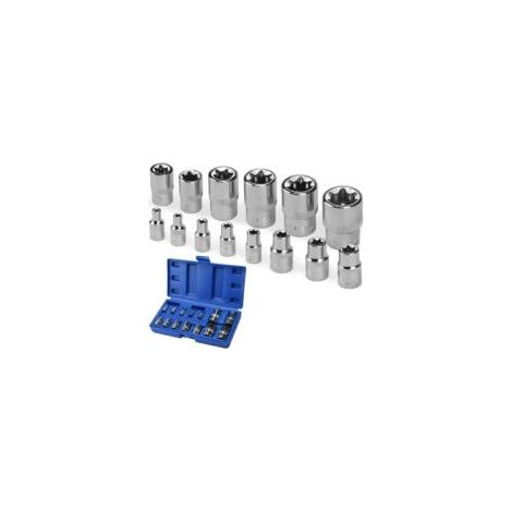 14-teilige Torx-Stecknüsse, Torx E4 – E24 Innensechskant-Stecknüsse auf 1/4-Zoll-, 1/2-Zoll- und 3/8-Zoll-Schiene, Chrom-Vanadium-Stahl-Stecknüsse, Innensechskant, Stern - Crezuo