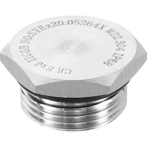 304 Inox Acier Tuyau Bouchon Raccord M22x1 Métrique Mâle Filetage Extérieur Hexagonal Tête Bonde Bouchons Raccords avec Joint Bague - (1/5)