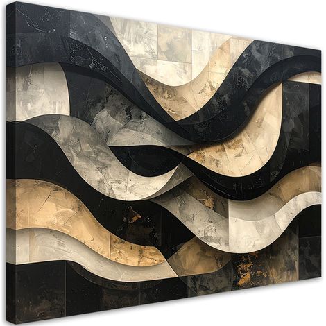 Quadro su tela, Astrazione 3D nero e oro, 30x20 (1/5)