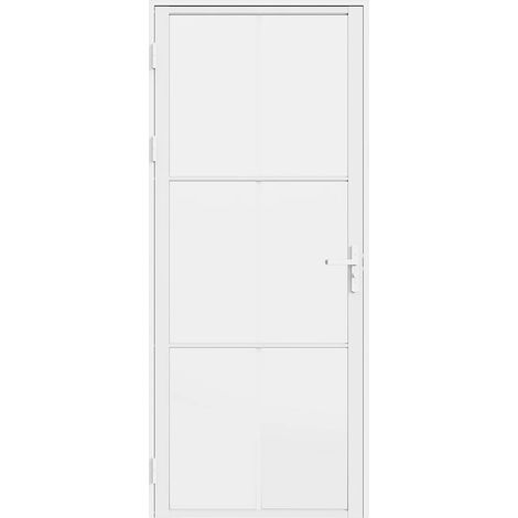 Bloc porte réversible en aluminium et verre dépoli - H204 x L73 cm - Blanc - SEROTO (1/5)