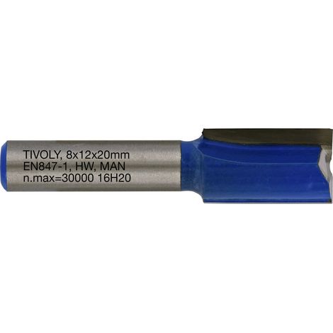 Tivoly • Fraise de Défonceuse à Rainurer Droit • Ø12mm • 2 Lames en Carbure • Tige Ø8mm • Pour Travail du Bois
