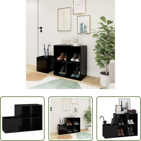 vidaXL Holzschrank - Flur-Schuhschrank Hochglanz-Schwarz 105x35,5x70cm Holzwerkstoff (1/5)