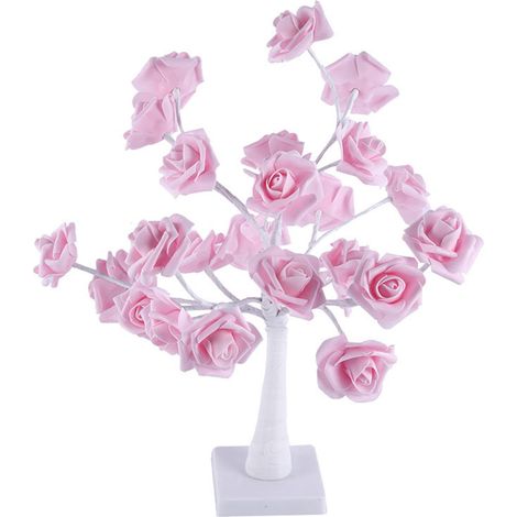 Lampe En Forme De Rose - 24 Led - Fonctionnement Sur Piles - Hauteur 45 Cm - Pour Chambre Ou Décoration Intérieure - 1 Pièce (1/5)