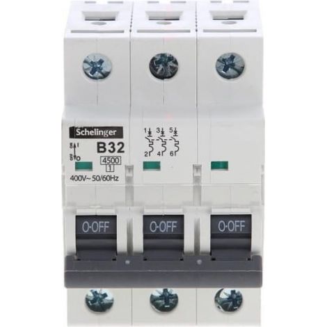 Interruttore automatico 3P B 32A 4,5kA AC Schelinger A02-G7-3P-B32