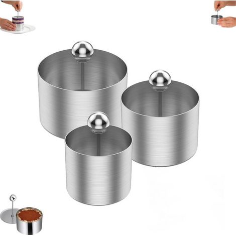 3 piezas: Molde para tiramisú, molde para sushi, molde de acero inoxidable para sushi, molde para sushi con prensa, hacer bolas de arroz (1/5)