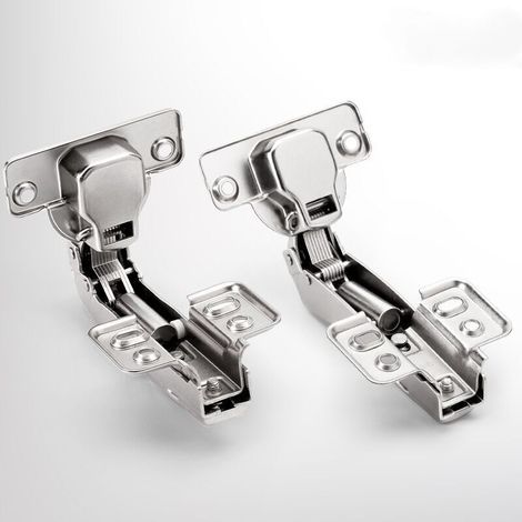 2 charnières Invisibles 90° clipsable - pour porte de meuble d'angle à une seule porte - avec amortisseur et clip (1/5)