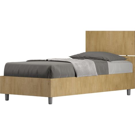 Letto Singolo 80x200 cm Senza Rete Testata Dritta Demas Bianco Frassino (1/5)