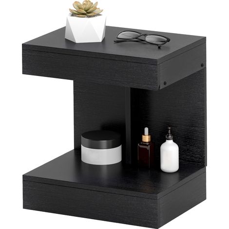 Table de chevet, table d'appoint avec tiroir et compartiment de rangement, console moderne avec étagère pour différentes pièces, noire (1/5)