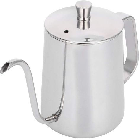 600ml Drip Coffee Maker in 304 Stainless Steel, Slim Spout, Standard 6mm Kettle with Lid for Preparing Coffee and Tea (1/5)
