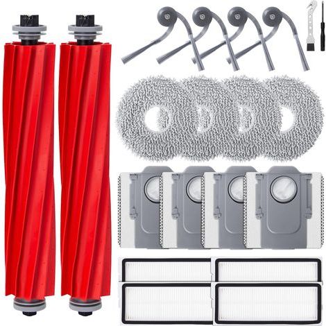 Union – Kit d'accessoires pour aspirateur Roborock QV 35A/QV 35S/QR 798/QR 598 – 2 brosses caoutchouc anti-enroulement – 4 filtres HEPA lavables – 4 chiffons microfibre super absorbants