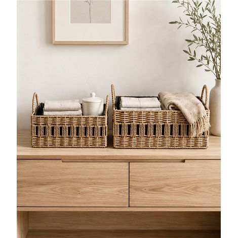 Panier de rangement en tissu avec doublure, panier décoratif grande capacité pour objets du quotidien, chambre et maisonLot de 2 paniers de rangement en tissu (1/5)