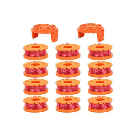 Grand lot fil nylon WORX – Tête de coupe W12+2 avec capot – Pour WA0010 et WA6531, autonomie prolongée