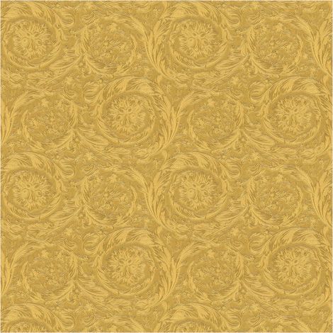 Exclusive luxury wallpaper wall Profhome 366923 non-woven wallpaper textured with ornaments shiny gold yellow 7.035 m2 (75 ft2) (1/5)
