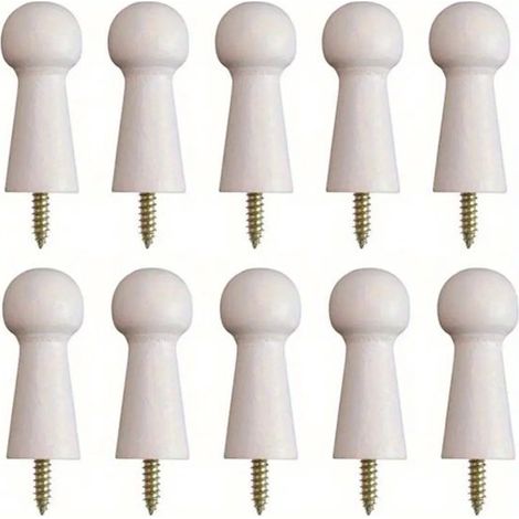 Paquete de 10 perchas de madera para ropa  Diseño con tornillos  Acabado blanco moderno  Almacenamiento para el hogar/garaje