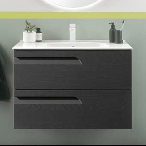 ROYO VITALE Mueble de Baño con Lavabo Fondo Reducido 2 Cajones Gris Nature - Medida: 60 CMS - ref: C0072358 (1/2)