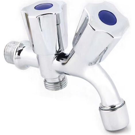 DOPPELANSCHLUSS-WANDARMATUR 1/2" KALTWASSER WASCHMASCHINE BADEZIMMER 02052 (1/2)