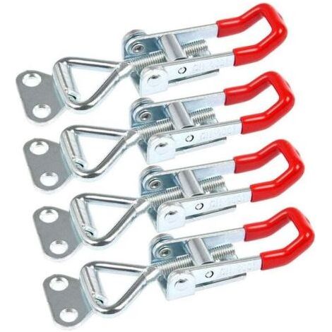 4 PCS Pince à Loquet Bascule Antirouille Loquets à Bascule Réglable Grenouillère à Levier 100kg de Charge pour Portes, Armoires, Valises (1/5)