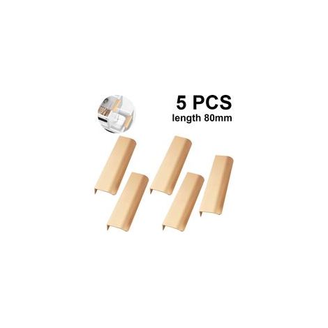 Lot de 5 poignées de tiroir modernes à bord arrondi, style « finition empreinte de doigt », couleur or. (1/5)