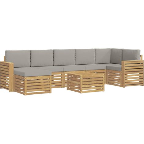 Ensemble de canapés d'extérieur 8 pc Blanc et gris clair vidaXL