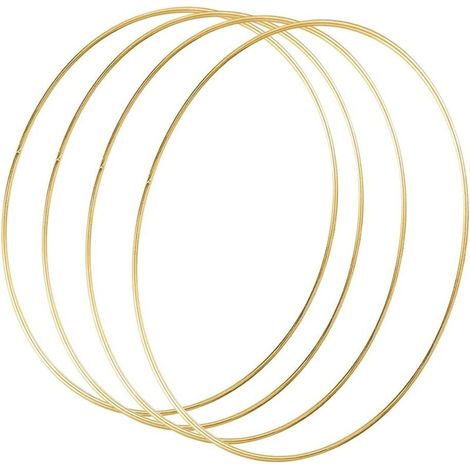 4 Pièces 30 cm Grand Cerceau en métal guirlande en métal doré pour bricolage guirlande de mariage décoration attrape-rêves et ornement artisanal mural (1/5)