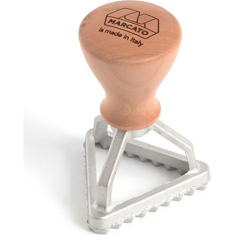 Marcato Stampo per Ravioli e Biscotti, Forme per Ravioli, Formine per Biscotti, in Legno Massello e Alluminio Prossofuso, Stampino Triangolare da 54 mm (1/5)