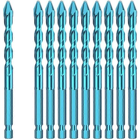 10-teiliges Fliesenbohrer-Set, blau, Spatenbohrer, 8 mm