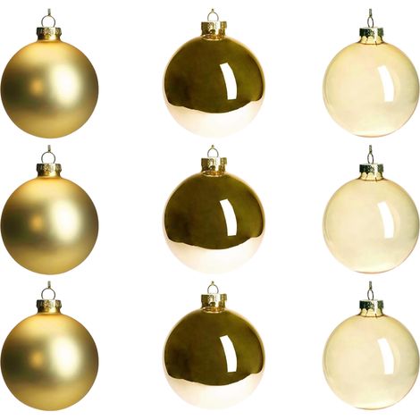 Palline Natale Vetro Decorative Set 9 Pezzi Oro 8 cm (1/5)