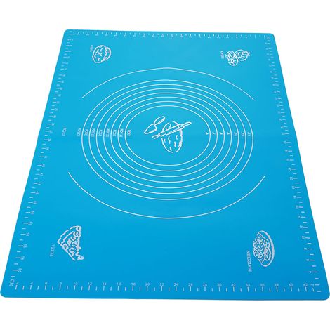 Tapis de cuisson antiadhésif en silicone pour la maison, avec graduations, pour étaler la pâte, ustensiles de cuisine (bleu, 45 x 65 cm) (1/5)