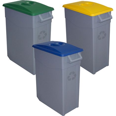 Pack reciclaje Contenedor Zeus: 3 contenedores cerrado de 65 litros, colores. Capacidad total: 195 litros. (1/5)