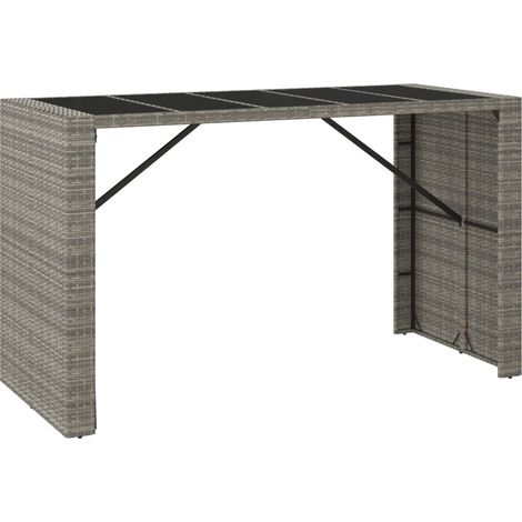 Maison Exclusive - Tavolo da Bar con Piano in Vetro Grigio 185x80x110cm Polyrattan