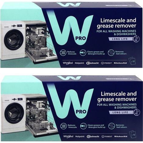 Wpro – Détartrant et détergent 3 en 1 – Lot de 24 sachets x 50g – Pour lave-linge et lave-vaisselle – Efficacité anti-calcaire