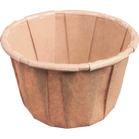 250 pezzi - Tarrine carta piegata 30 ml Ø4,2 x 3 cm naturale Perg. Antigrasso